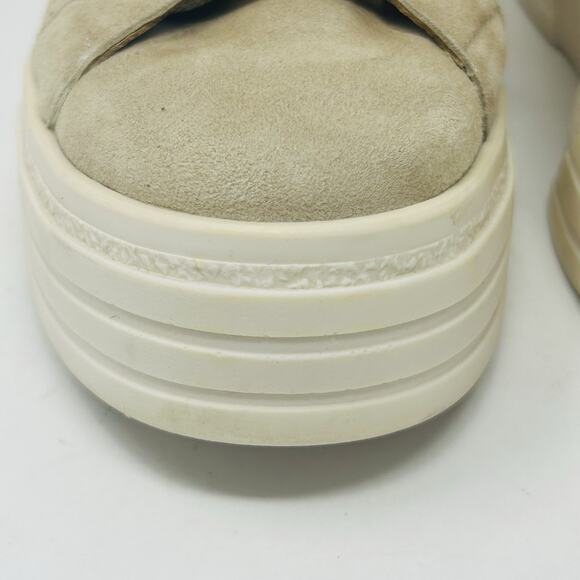 Overland Keri Platform Sneakers Size 39 8.5 Tan Perforated Suede Leather - Picture 7 of 15